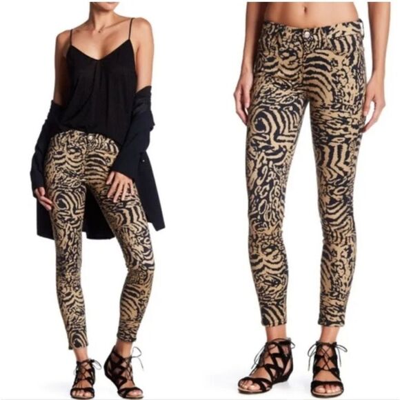 7For All Mankind The Ankle Skinny Gwenevere Animal Print Jeans Size 30 NWT - Picture 1 of 6